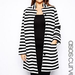 ASOS Curve Black & White Stripe Coat